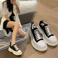 麦昆百搭帆布鞋女2025夏季增高厚底小白鞋情侣老爹鞋高帮运动鞋女