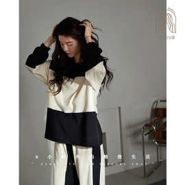 妮狄娅新款睡衣女纯棉长袖春秋季自带胸垫休闲可外穿家居服套装