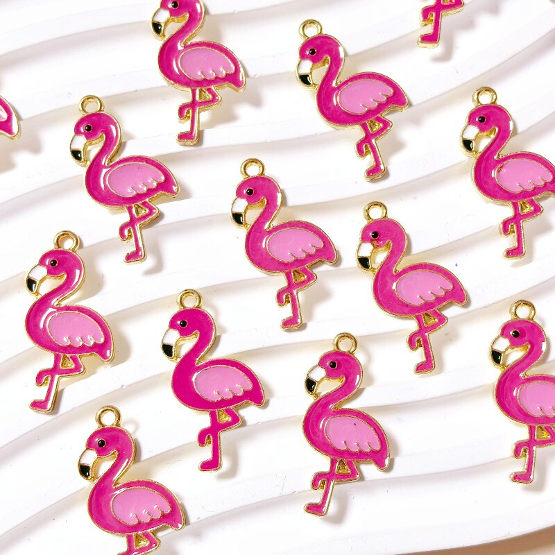 Alloy Oil-Drip Flamingo Animal Pendant DIY Cross-Border Fashion Earrings Necklace Keychain Accessories Alloy Oil-Drip Flamingo Animal Pendant DIY Cross-Border Fashion Earrings Necklace Keychain Accessories