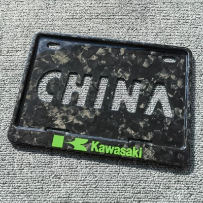 Motorcycle License Plate Frame, Rear | Nömrə qabı - motorcycle-molded-dry-carbon-forged-snowflake-carbon-kawasaki-green-k