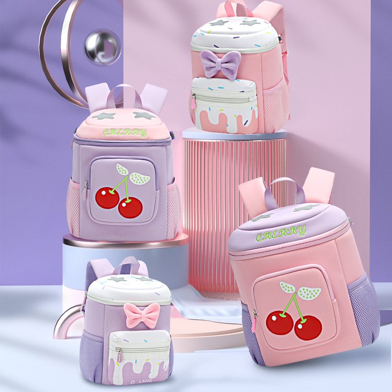 Kindergarten niñas schoolbag estudiante de la escuela primaria bowknot chica dulce mochila protección de la columna vertebral transpirable cómodo mochila de gran capacidad