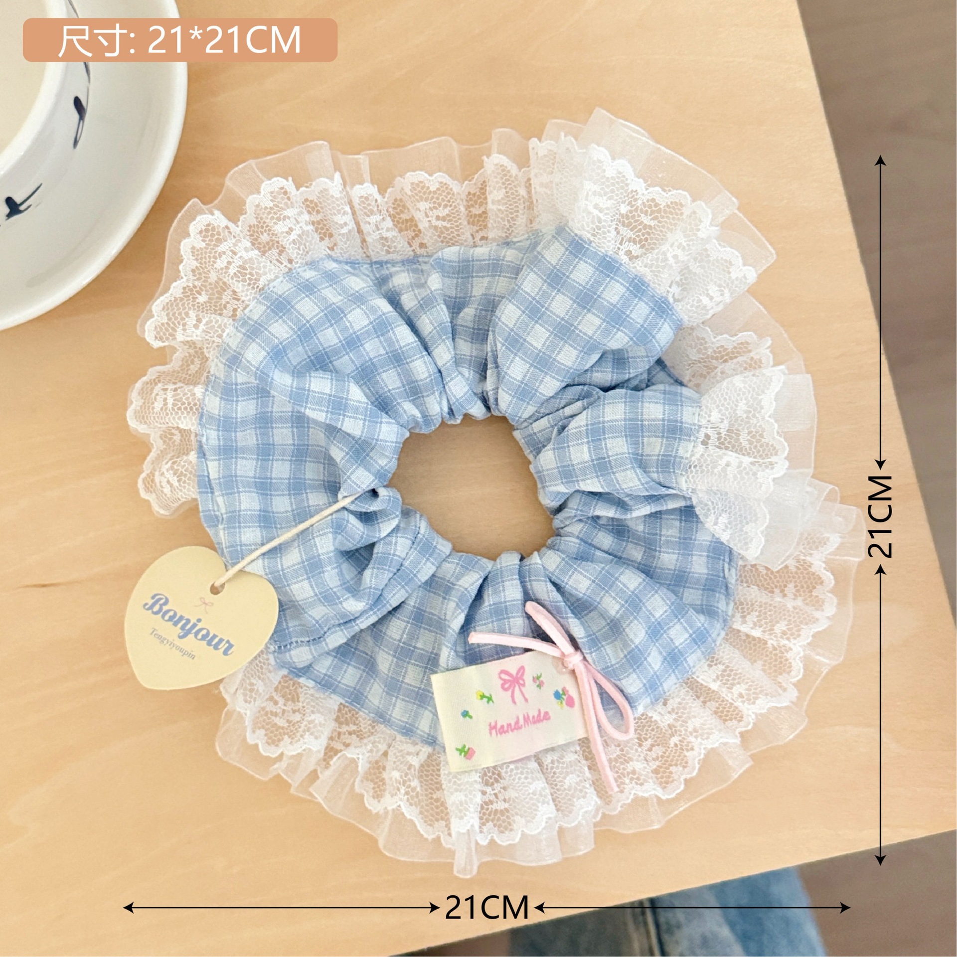 Estilo coreano de alta apariencia de encaje de intestino grueso banda de pelo accesorios para el cabello cuerda de pelo de corazón de niña de todo fósforo pequeño Qing nuevo tocado de cola de caballo de gran altura al por mayor