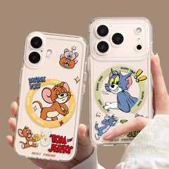 トムとジェリー Apple 16 携帯電話ケース iphone16pro 透明磁気 15 カップル 16plus 保護カバー 14