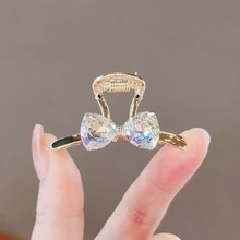 少女粉水晶蝴蝶结发饰高级感小号公主头发夹女气质刘海夹顶夹发卡