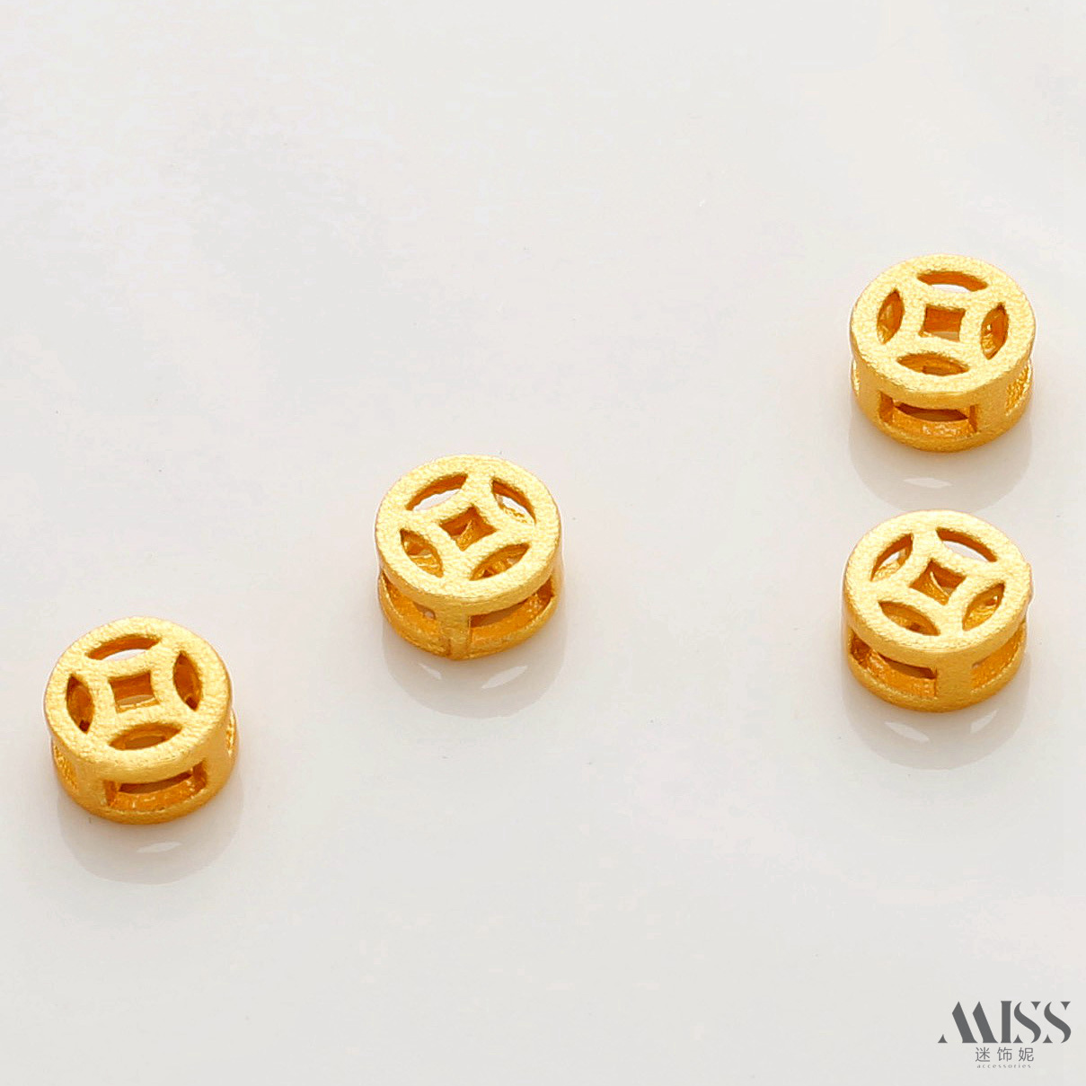 Old Gold Sandblasted Gold Stereo Cut Out Copper Coin Spacer Beads DIY Bracelet Necklace Hand Beads Loose Beads Jewelry Accessories