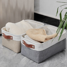 博颂杰棉麻收纳筐抽屉式家用可折叠储物箱玩具书籍桌面整理收纳筐
