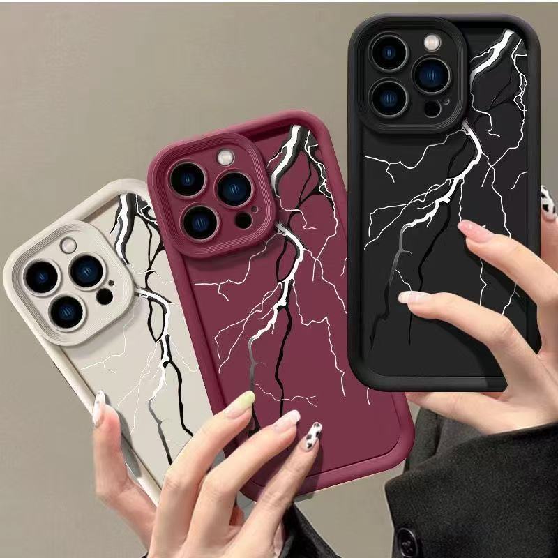 Creativo relámpago en blanco y negro para iphone16pro funda para teléfono móvil Apple 15/14/13promax nuevo 12x11