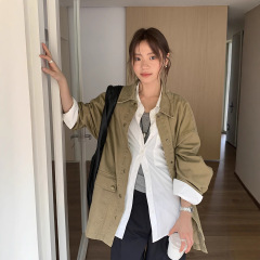 广州十三行2025秋韩风复古做旧氛围感翻领棉质工装风外套女02736