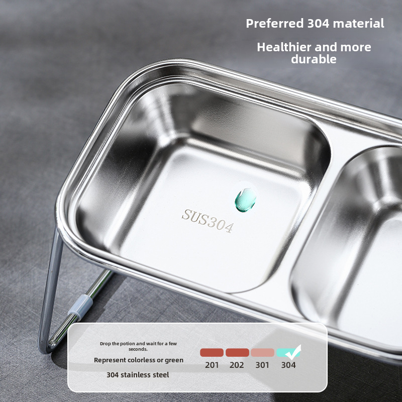 (2개) 원래 304 스테인리스 고양이 그릇 고양이 음식 그릇 개 고양이 물 그릇 밥 음식 두 배 그릇 마시는 물 하나는 노크하기 쉽지 않습니다