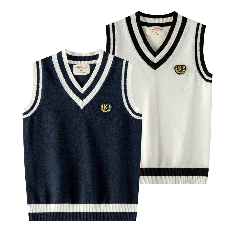 Venta al por mayor primavera y otoño niños kindergarten bebé uniforme escolar suéter chaleco exterior niñas Chaleco de punto