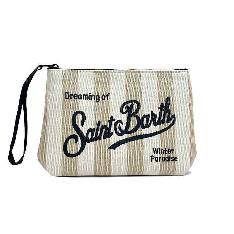 SAINT BARTH秋冬新款手拿包女Clutch Bag彩色豹纹 帆布潜水手提包|undefined