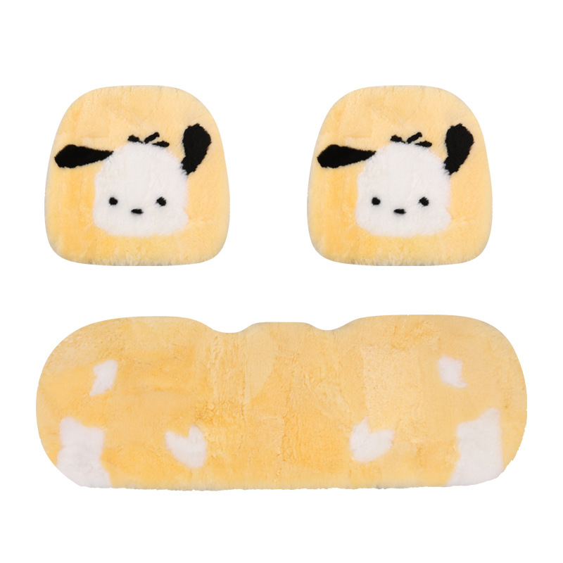 Pure wool car cushion single piece winter fur integrated three-piece car cushion warm plush seat cushion rear row strip