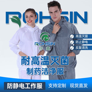 Customized Pharmaceutical Clean Clothes High Temperature Resistant Full Body Protective Hood Anti-Static Clothes Dust-Free and Dust-proof Four-piece Work Clothes