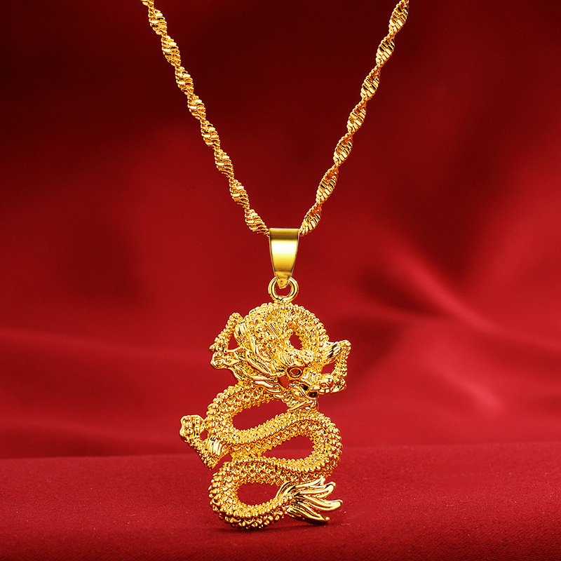 Southeast Asian Hot Selling Golden Dragon Pendant Men's Atmospheric Golden Dragon Necklace 24K Gold Plated Pendant Pendant Jewelry