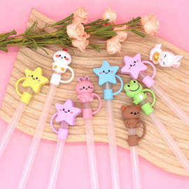 新款硅胶软胶大口径10mm吸管帽卡通公仔防尘塞PVC吸管保护套批发