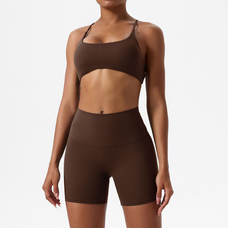 Conjunto de Yoga, Shorts de Cintura Alta con Efecto Levanta Glúteos, Sensación Desnuda, Ropa Interior Deportiva sin Espalda, Pantalones Deportivos de Alta Elasticidad y Transpirables image 13