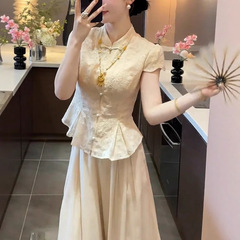 新中国風気質スパンコールの気性が高い国風上着女装2025夏の新型百合高級ウエストシャツ