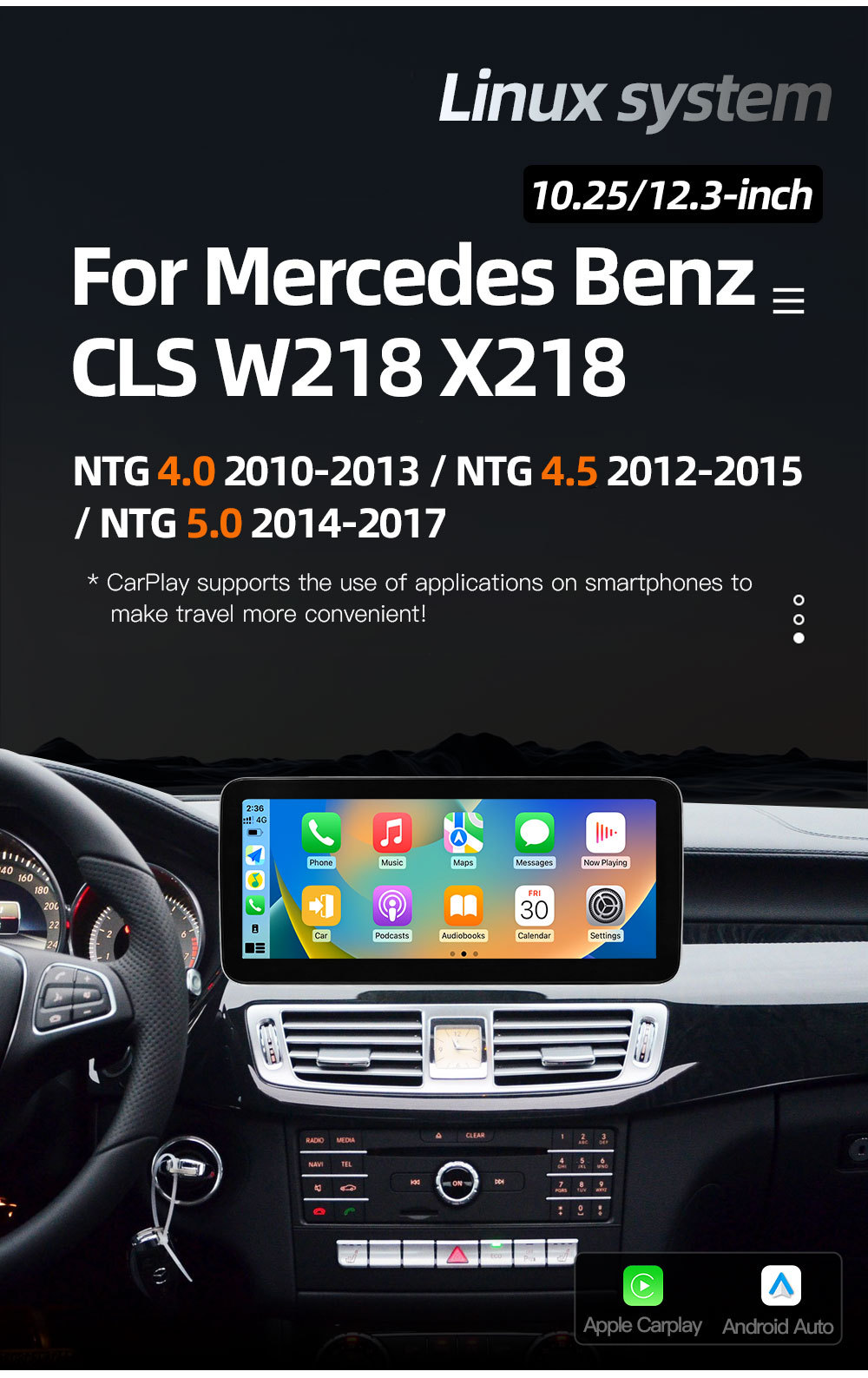 Suitable for Mercedes-Benz Cls W218 X218 Car Central Control Large Screen Navigation Carplay Radio Player