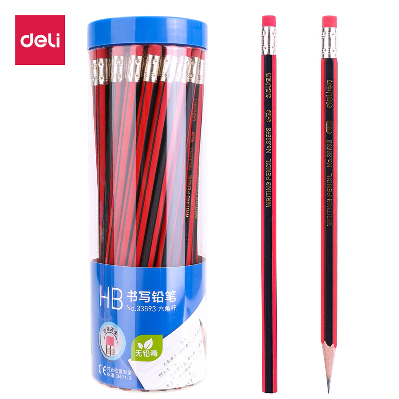 50pcs 델리 33593/33594 연필 흑연 2B/HB 육각 막대 시험 답변 아트 스케치 펜