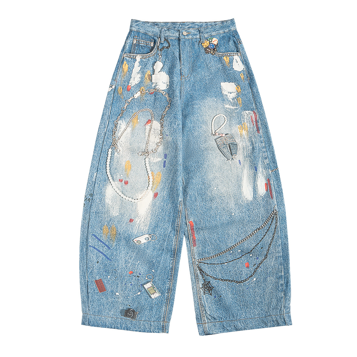 ETAI Hombre| Tendencia de alta calidad impresa en 3D jeans sueltos pesados de alta calidad jeans machetes para hombres