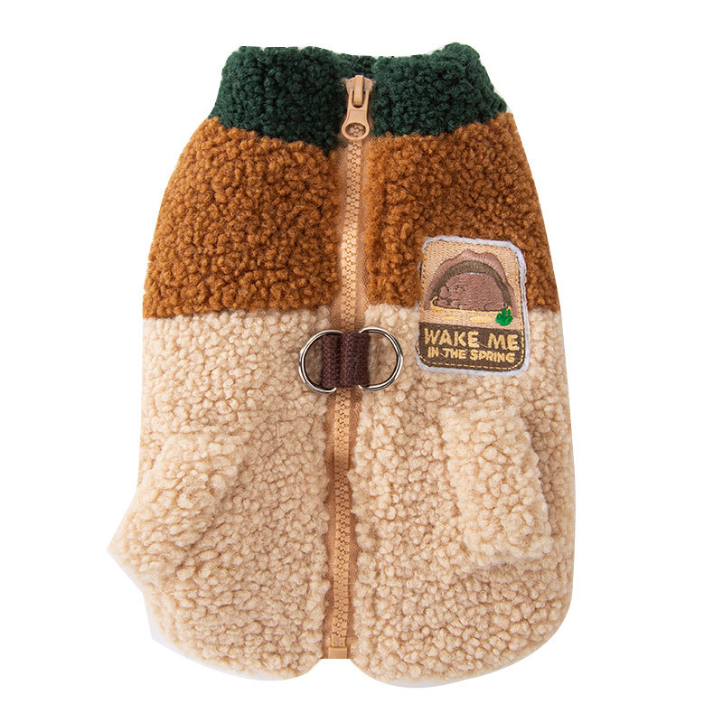 Estilo coreano Otoño e Invierno perro mascota lana grano color a juego Chaleco de tracción abrigo de algodón acolchado gato engrosada ropa de peluche para mascotas
