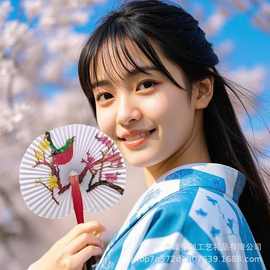 新品国潮风纸扇折叠扇子舞蹈扇彩绘折扇手工制作折扇旅行扇折扇