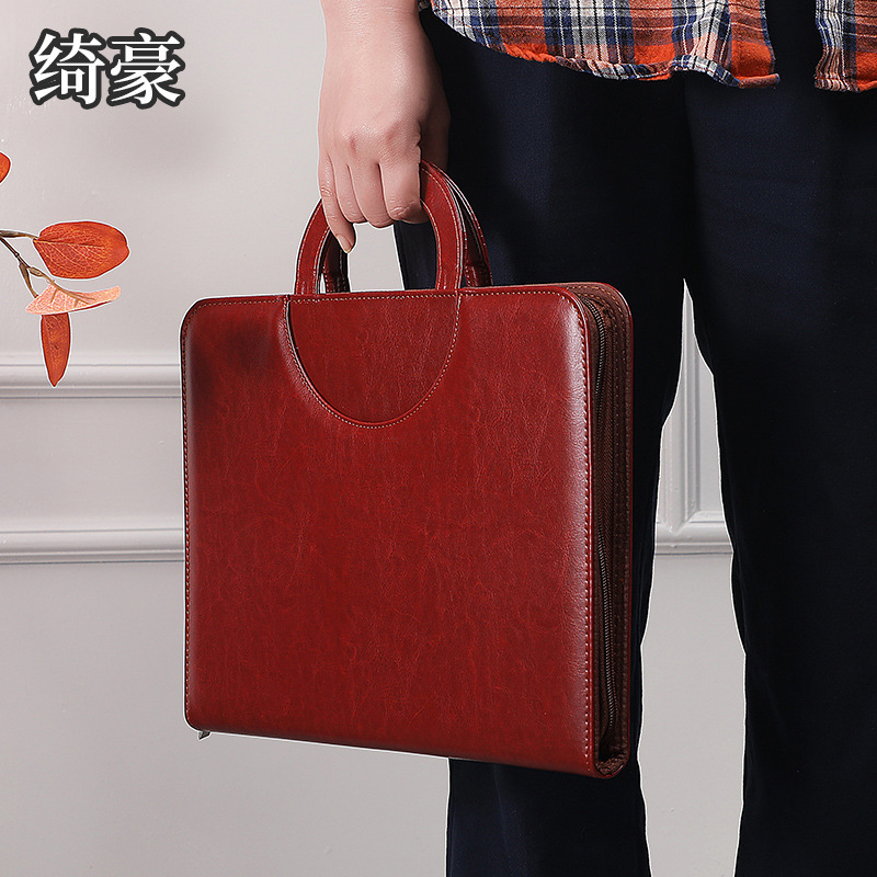 다기능 A4 가죽 지퍼백 매니저 파일, 판촉물, 계약서 파일, 비즈니스 사무용 파일, 공장 직판