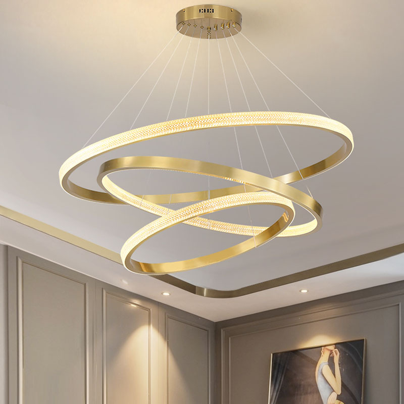 Living Room Lamp Nordic Simple Modern Atmosphere Villa Creative Led Restaurant Hall Circular Villa Staircase Chandelier