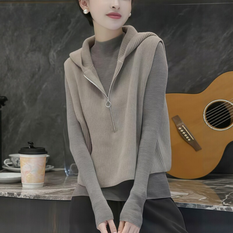 Gorgeous Thick Hooded Knitted Vest for Women, 2025 New Winter Unique and Beautiful Layering Top Gorgeous Thick Hooded Knitted Vest for Women, 2025 New Winter Unique and Beautiful Layering Top