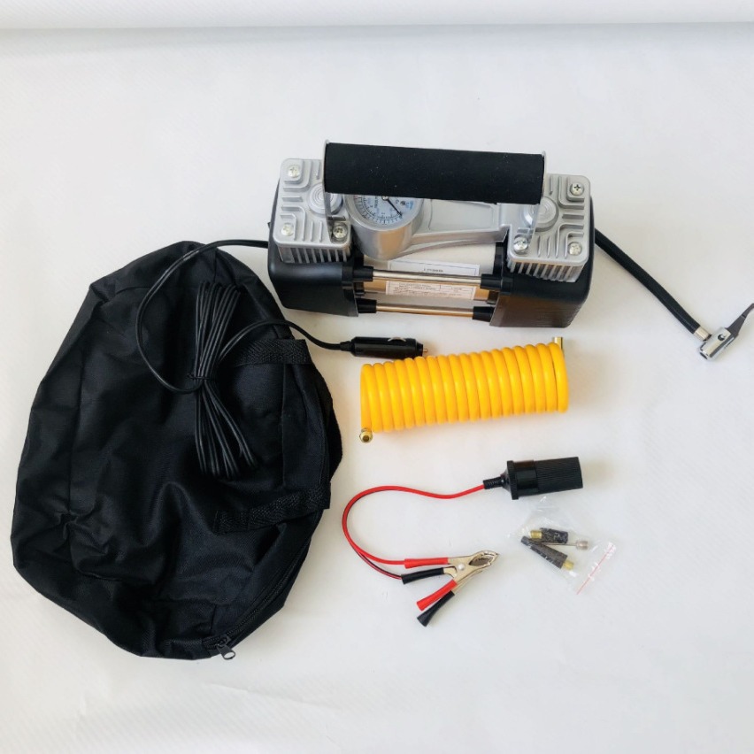 车载双杠充气泵轮胎便携式 高压大功率12v快速充金属加气打气泵厂