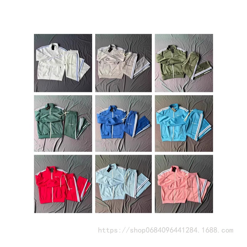 Cross-Border Trendy Brand Palm Angels Basic Black and White Striped Zip-Up Stand Collar Jacket and Sweatpants Set Cross-Border Trendy Brand Palm Angels Basic Black and White Striped Zip-Up Stand Collar Jacket and Sweatpants Set