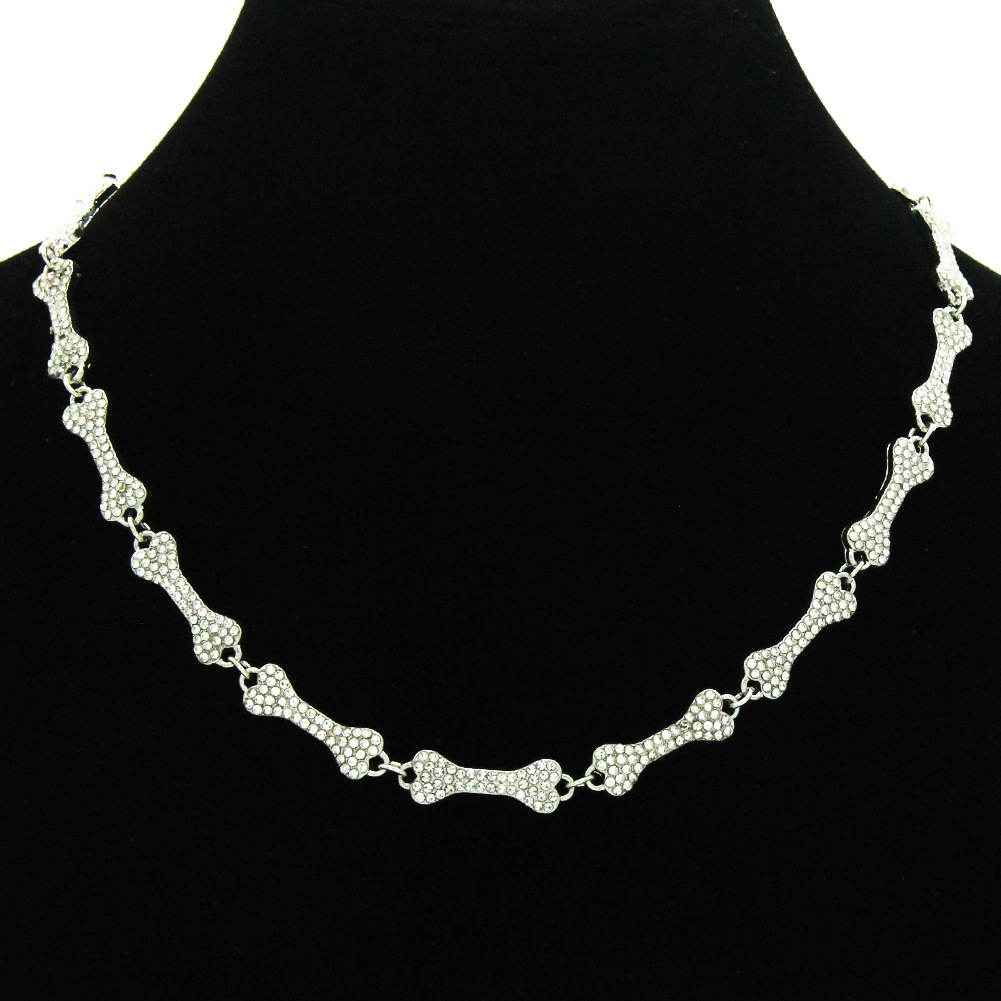 Fashion creative full drill bone splicing clavicle chain doublelayer chain necklacepicture2
