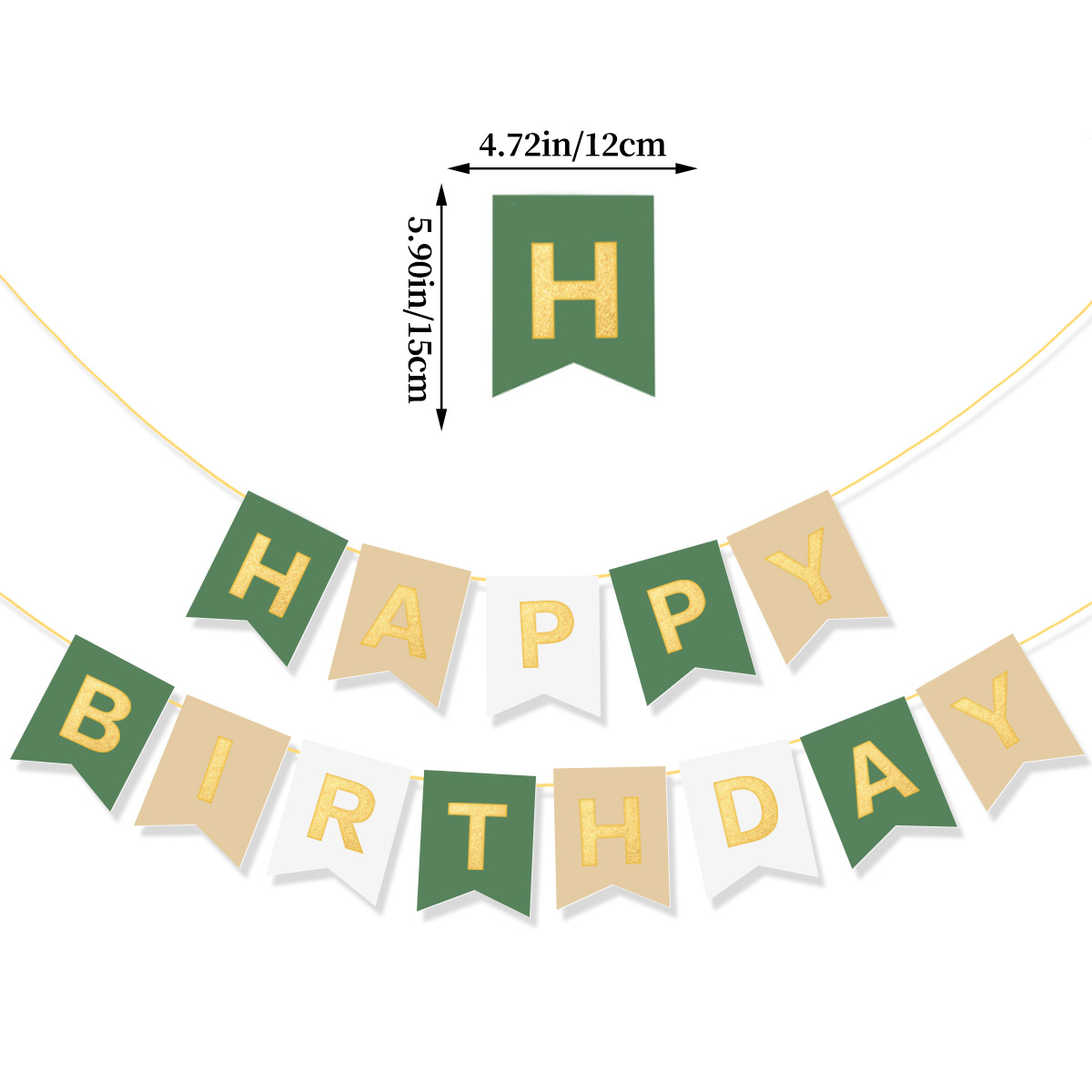 Feliz cumpleaños tire bandera dorado banner decoración de cumpleaños para niños bunting personalización al por mayor