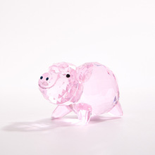 创意彩色透明水晶猪模型 送同学生日礼物水晶工艺品摆件定制厂家