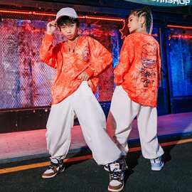 儿童街舞服装男童嘻哈套装女童hiphop爵士舞架子鼓走秀嘻哈童服