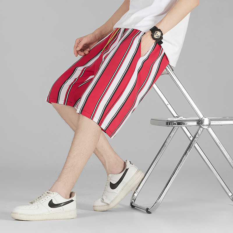 Pantalones de playa de verano, pantalones cortos sueltos para hombres, pantalones grandes de moda, pantalones casuales de hip-hop ligeros, pantalones de cinco puntos de secado rápido
