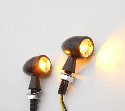 retro LED small turn signal: Dönmə işıqları - black-single-yellow-light-pair-2-wire
