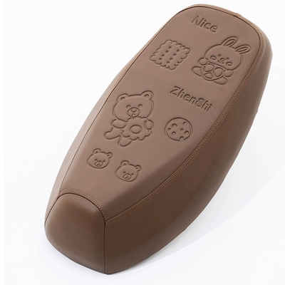Electric motorcycle cushion cover four seasons universal suitable for Yadi Emma knife battery leather seat cover waterproof sunscreen (Motorcycle cushion) - cocoa-brown-biscuit-bear-s