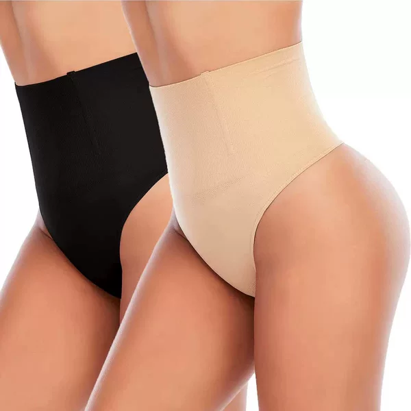 Plus-Size Seamless High-Waisted Tummy Control Shapewear Thong Panties for Women, Body Shaping, Sexy Butt-Lifting, Plus-Size Version