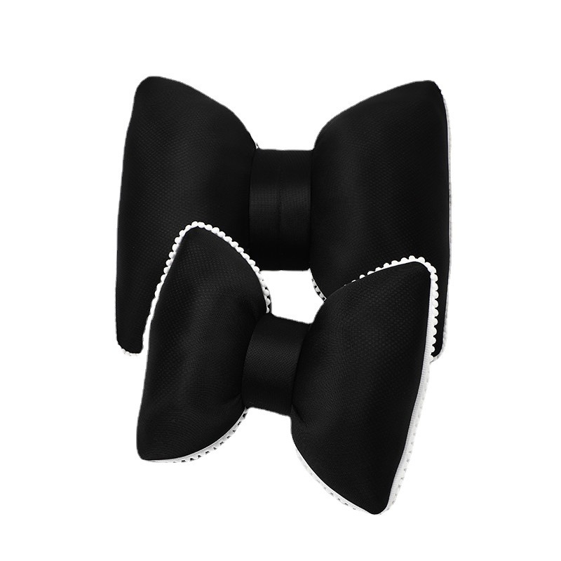 (2개) 자동차 머리 받침 베개 귀여운 활 여름 아이스 실크 머리 받침 안티 피로 자동차 목 베개 허리 쿠션 여성