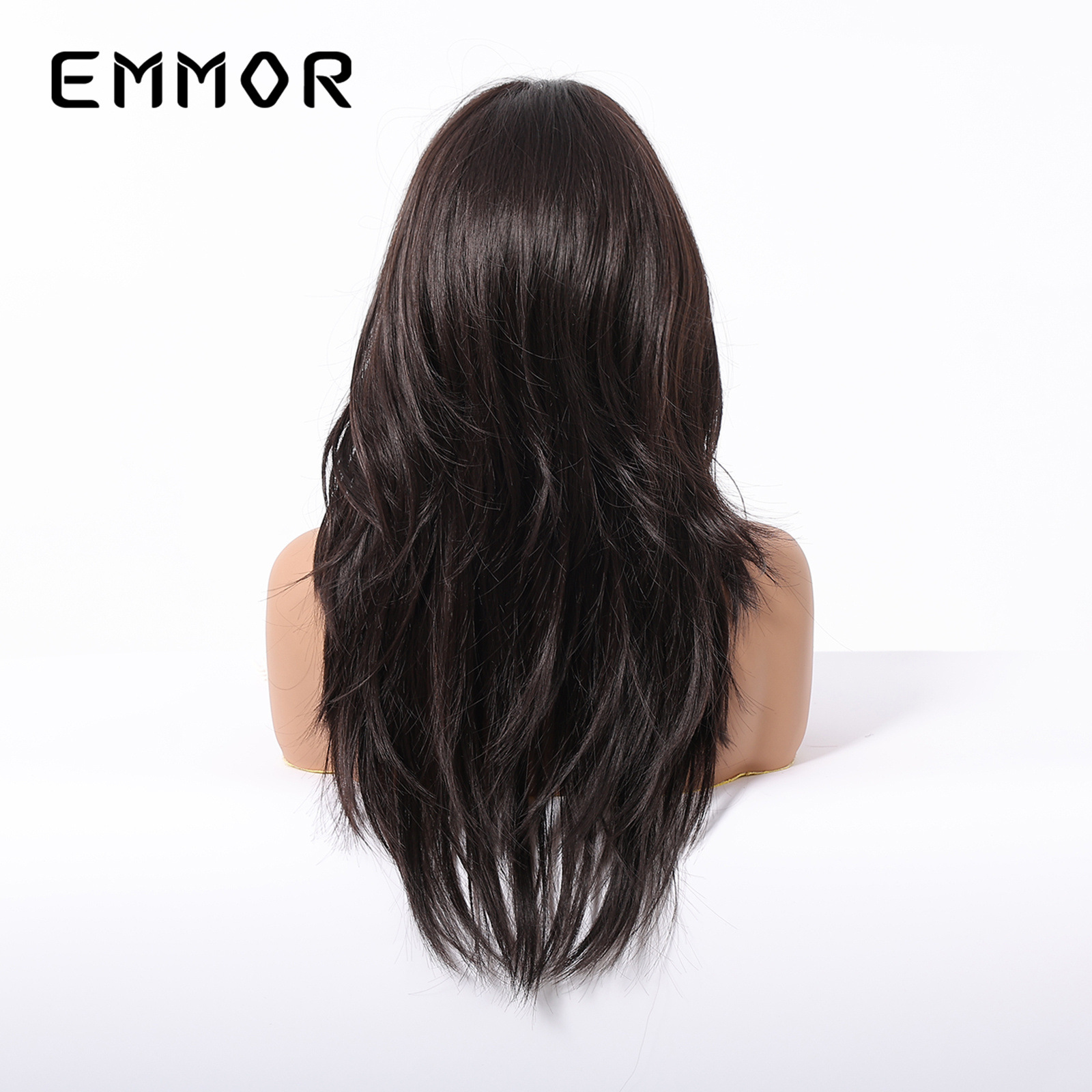 Nuevos productos de comercio exterior transfronterizo, flequillo de ocho caracteres, corte facial, cabello largo negro natural de alto nivel, peluca ligeramente rizada, tipo de cabello completo