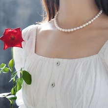 7-8mm白色淡水珍珠项链925银简约气质母亲节礼物女 XL789