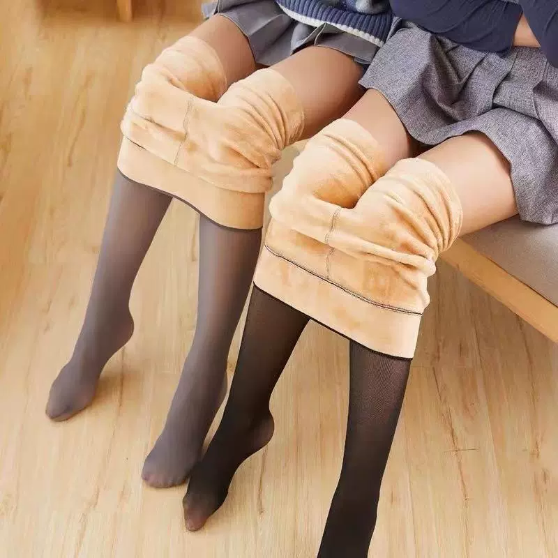 秋冬新款空姐灰打底裤假透肉 加绒加厚 女高腰一体裤真透肤连裤袜