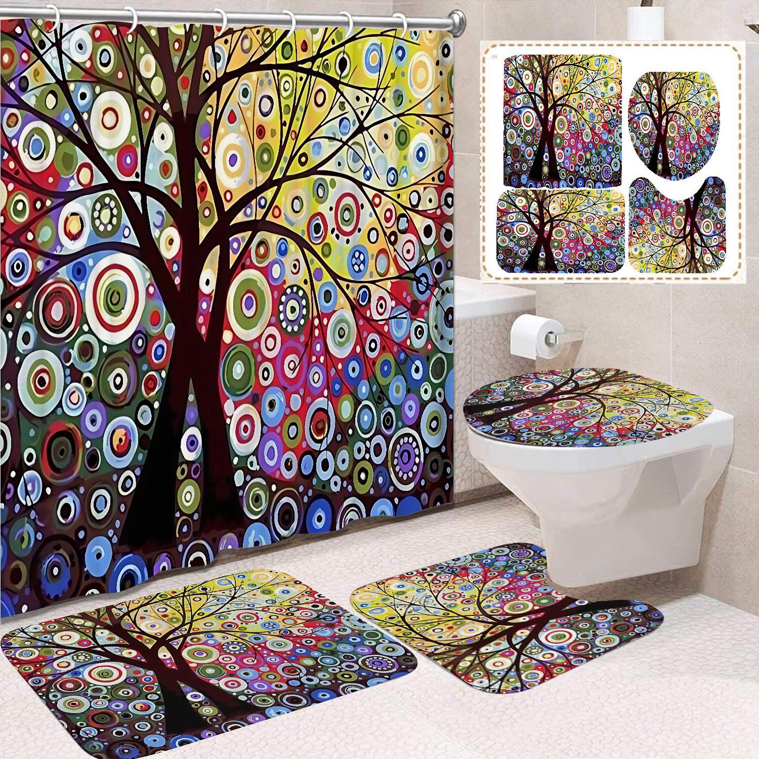 Flor blanca cortina de baño inodoro cortina de partición impermeable de baño cortina de lavado separación seca y húmeda cortina de puerta colgante sin agujeros