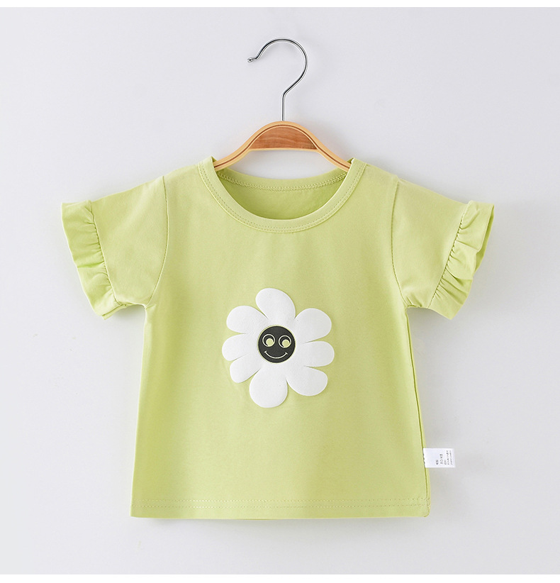 Cute Flower Cotton T-shirts & Blouses display picture 5
