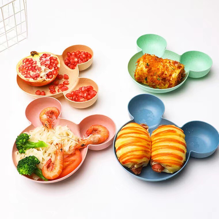 Anti-Fall Cute Cartoon Mickey Bowl for Children and Babies, Divided Fun Dinner Plate Bowl, Snack Bowl, Fruit Plate