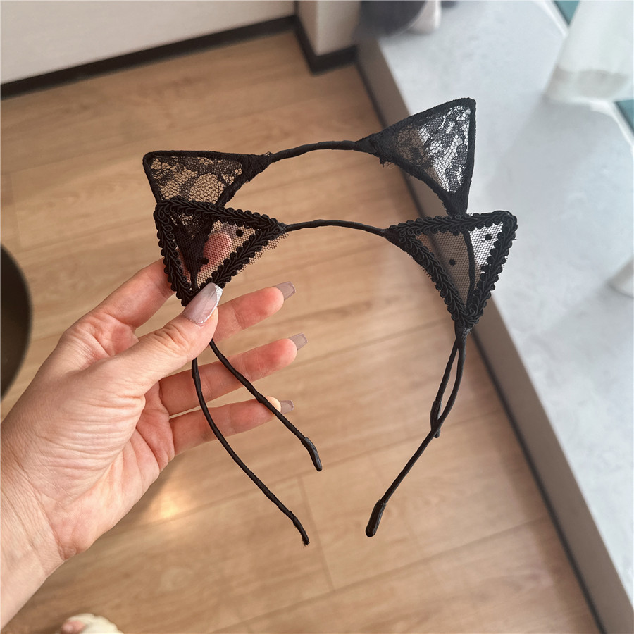 80g Weight Hair Band Hair Accessories Type 1 Piece Quantity Holiday, Stage Occasion Lace Material Bunny Ears, Cat Ear Pattern All Seasons Season Women's Gender Cute, Simple Style Style Cute Simple Style Women's Bunny Ears Cat Ear Lace Hair Band 5