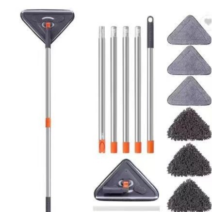 Large Triangular Mop Glass Multifunctional Cross-Border 5-Section Splicing Rod Large Triangular Window Cleaner Telescopic