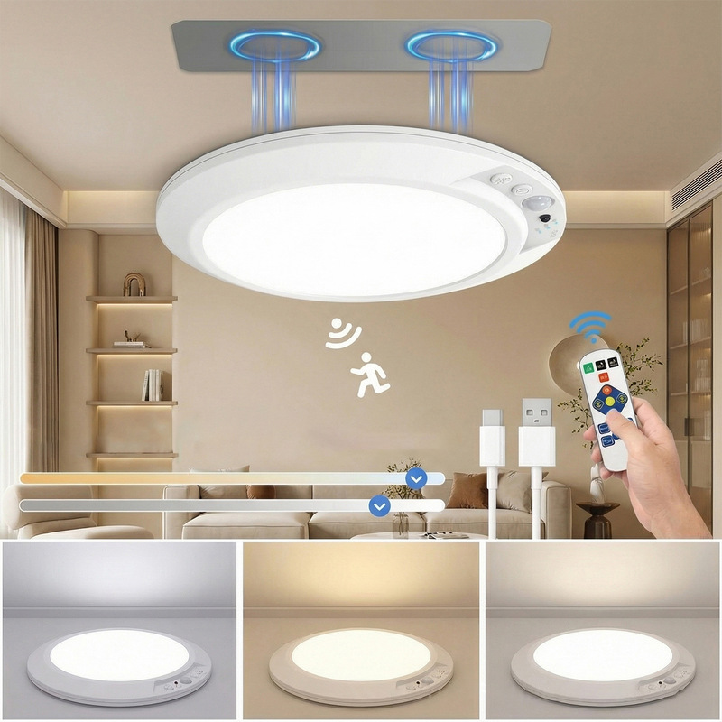 Cross-border Amazon wireless battery-powered rechargeable ceiling light, home decor motion sensor light, home dormitory corridor light Cross-border Amazon wireless battery-powered rechargeable ceiling light, home decor motion sensor light, home dormitory corridor light