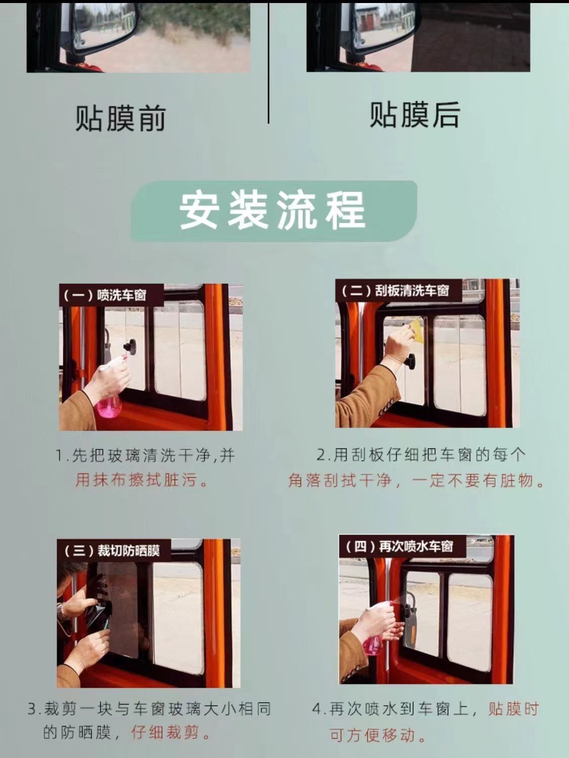 Electric car four-wheel tricycle self-sticking film for the elderly scooter sunscreen explosion-proof high thermal insulation solar film car film